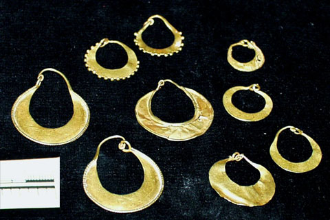 Collection of crescent-shaped earrings from Ancient Cyprus