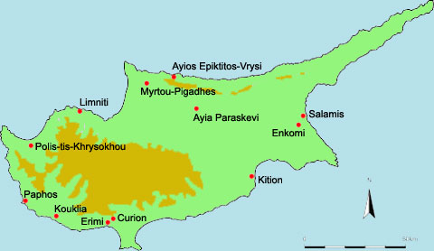 Map of Sites and Places in Cyprus