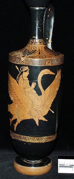 Attic red-figure lekythos with image of Aphrodite riding a swan (AN1891.451)