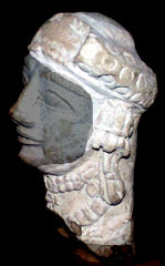 Terracotta head of woman with 